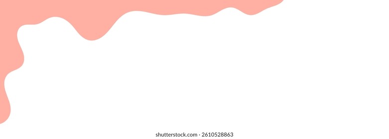 pink wavy liquid melting on white background. melting paint corner element. pink cute slime. cartoon style melted flowing strawberry cream. pink colored abstract dripping pattern. candy illustration.