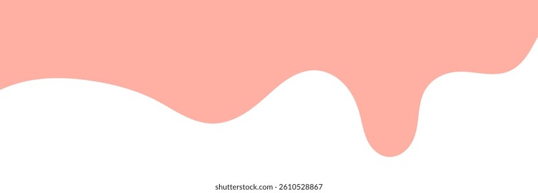 pink wavy liquid melting on white background. melting paint corner element. pink cute slime. cartoon style melted flowing strawberry cream. pink colored abstract dripping pattern. candy illustration.