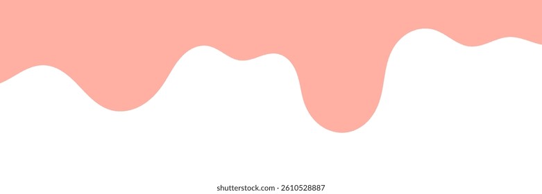 pink wavy liquid melting on white background. melting paint corner element. pink cute slime. cartoon style melted flowing strawberry cream. pink colored abstract dripping pattern. candy illustration.