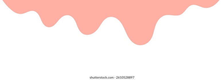 pink wavy liquid melting on white background. melting paint corner element. pink cute slime. cartoon style melted flowing strawberry cream. pink colored abstract dripping pattern. candy illustration.