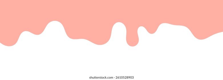 pink wavy liquid melting on white background. melting paint corner element. pink cute slime. cartoon style melted flowing strawberry cream. pink colored abstract dripping pattern. candy illustration.