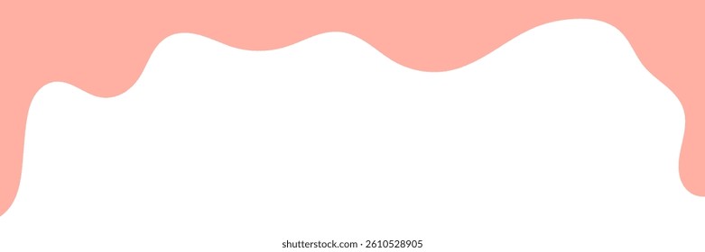 pink wavy liquid melting on white background. melting paint corner element. pink cute slime. cartoon style melted flowing strawberry cream. pink colored abstract dripping pattern. candy illustration.