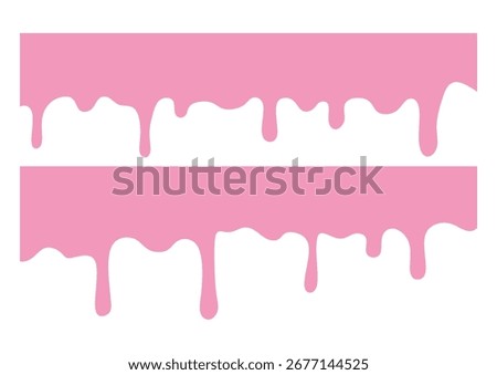 Pink Wavy Liquid Melting Vector on White Background. Strawberry Liquid Dripping and Melting Vector. Great for sweet dessert design, candy cream, yogurt splash, ice cream topping
