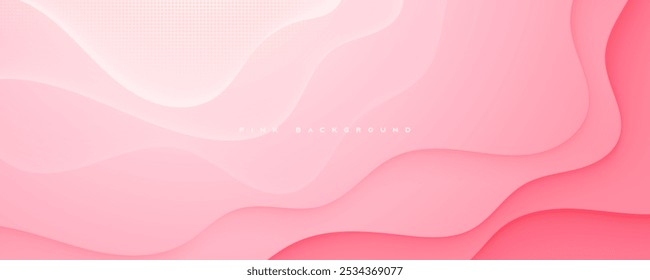 Pink wavy shape dimension background decorative design vector