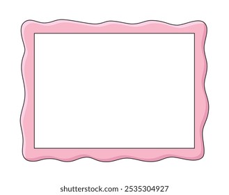 Pink wavy shaped decorative frame isolated vector illustration