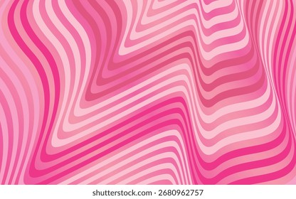 Pink wavy stripes abstract background. Abstract optical illusion art pattern Vector Image