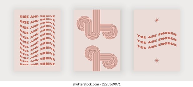 Pink Wavy Text Retro Wall Art Prints With Lines