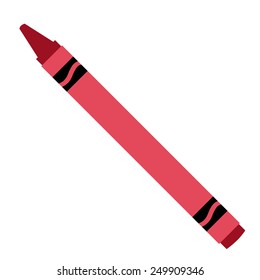 Pink wax crayon vector icon isolated, preschool, drawing