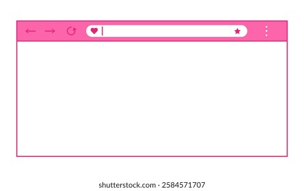 Pink web browser window with heart in flat style