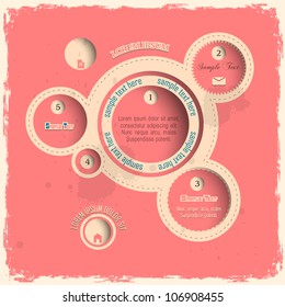 Pink web design bubbles in vintage style. Vector template