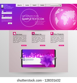 Pink Website design template, vector