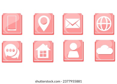 Conjunto de iconos de sitios web rosados, símbolo de fondo blanco vectorial