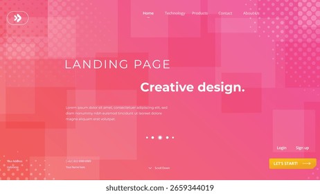 Diseño de Vector de página de aterrizaje de Sitio web rosa.