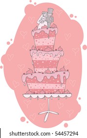 Pink wedding cake