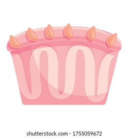 Pink wedding cake icon. Cartoon of pink wedding cake vector icon for web design isolated on white background