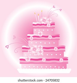 ilustración de vector de pastel de boda rosa
