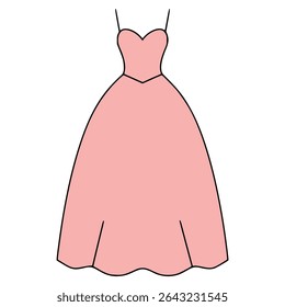 pink wedding dress fashion lifestyle flat color vector illustration template design