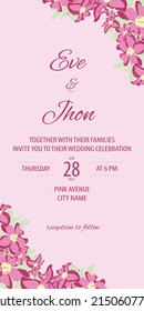 pink wedding invitation card template flower card with text floral covers design, RSVP, brochure, Packaging, Magazine, Poster and Greeting cards