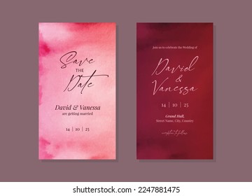 Pink wedding invitation card template design for social media stories