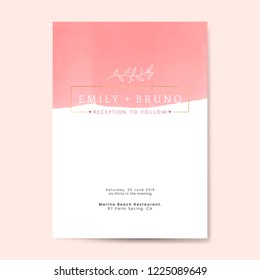 Pink wedding invitation card vector