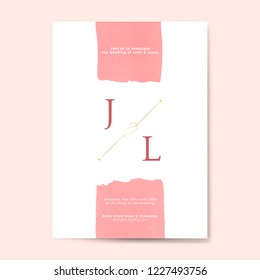 Pink wedding invitation card vector