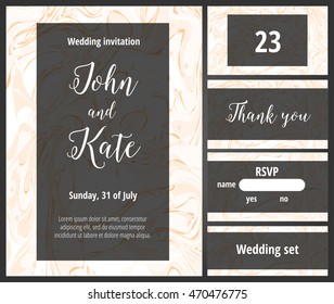 Pink wedding invitation printable template set