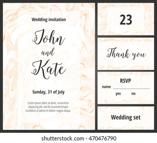 Pink wedding invitation printable template set