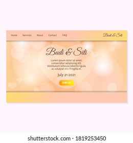 Pink Wedding Landing Page with Bokeh Light Background
