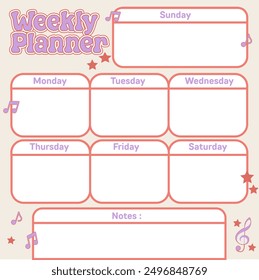 Pink Weekly Planner, organize your week in style! Use this table to plan activities and achieve goals with color and enthusiasm.