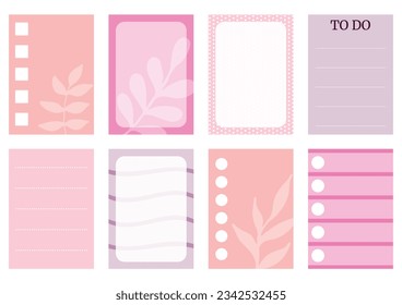 Pink weekly planner stickers set for agenda, notebook, diary.