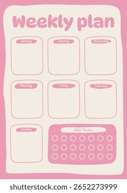 Modelo de Planejador Semanal Rosa com Controlador de Hábito para Organização