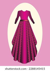 PINK WESTERN BRIDE FROCK WITH GOLDEN DETAILING PINK BELT FROCK FOR BRIDE