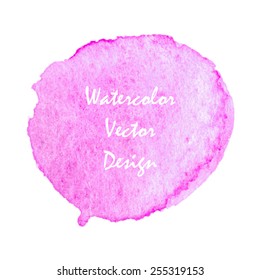 Pink wet watercolor dot for banner design. Vector illustration.