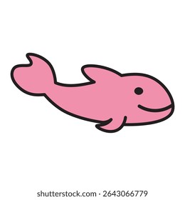 pink whale cartoon icon vector illustration