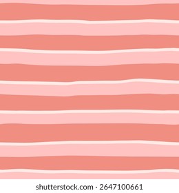 Pink Whimsical Horizontal Stripes Bold Color Vector Seamless Pattern, Summer Striped Travel Themed Design, Coquette Fabric Textile, Kitchen Decor. Simple Illustration Background