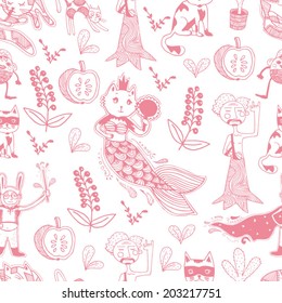 Pink Whimsical Seamless Vector