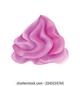 Pink whipped cream decoration for dessert realistic vector illustration