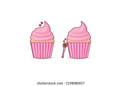 Pink Whisk Heart Bakery Design
