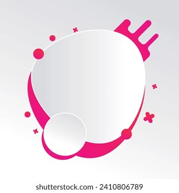 Pink and White Abstract Circle Design with Geometric Shapes
