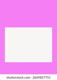 Abstraktes Design in Rosa und Weiß. Rosa Hintergrund mit weißem Rechteck. Minimalistisches Rosa-Weiß-Thema. Einfaches rosa-weißes Layout. Abstrakter Stil. Rahmen mit Kopienraum-Vektor.