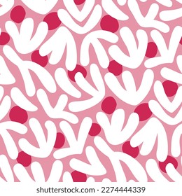 Pink and white abstract floral seamless pattern