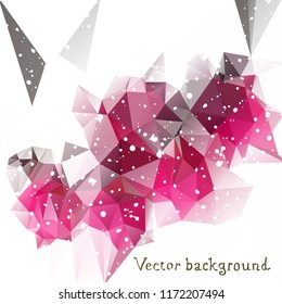 Pink and white abstract triangle background or advertising banner. Vector illustration, for your design. 