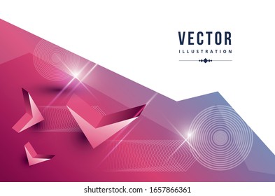 pink and white abstract vector template with volumetric checkmarks
