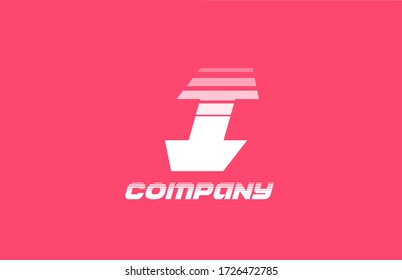 I pink white alphabet letter logo icon for company and business with line design
