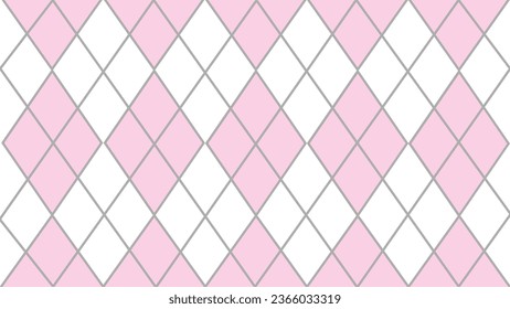 Pink and white argyle seamless geometric pattern