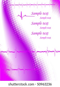 pink and white background heart pulse and halftone