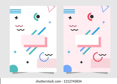 Pink and White Background Memphis pattern style for book cover, wrapped paper, wallpaper etc