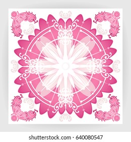 Pink and White background pattern. Greeting card. Wedding invitation template with lace decoration