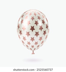 Pink White balloon. Luxury realistic balloons. 3D glossy star pattern. Christmas party, Black Friday, birthday and anniversary decoration. Celebration vector design element.