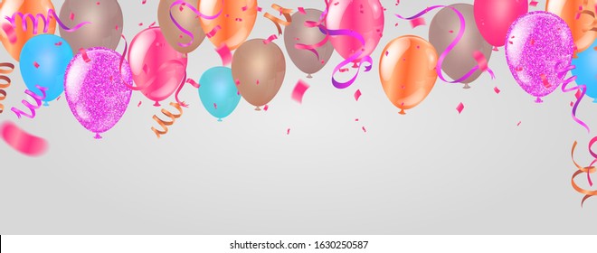 Pink and white balloons and on the pink background